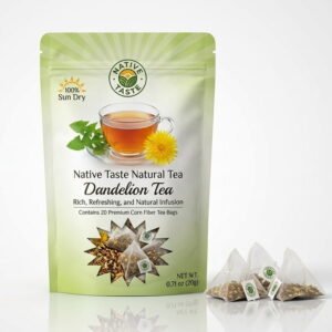 Dandelion Tea 20 Pyramid Teabags – 100% Sun Dry Cut & Sift Natural