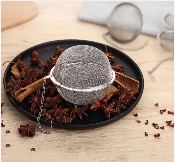 Food Grade Silver Mesh Tennis Tea Fliters Ball Strainer - Image 2